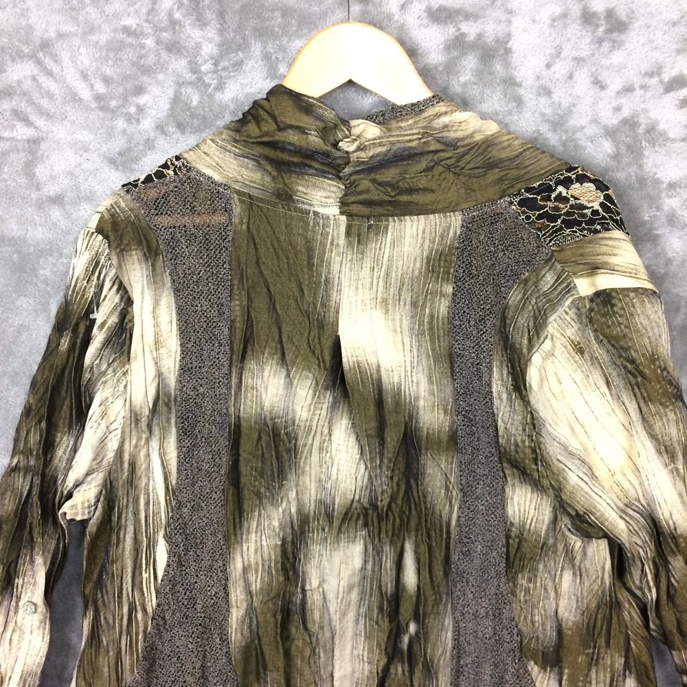 Cativa Womens XL Olive Green Mixed Media Lace Trim Open Front Cardigan Jacket - Picture 11 of 13